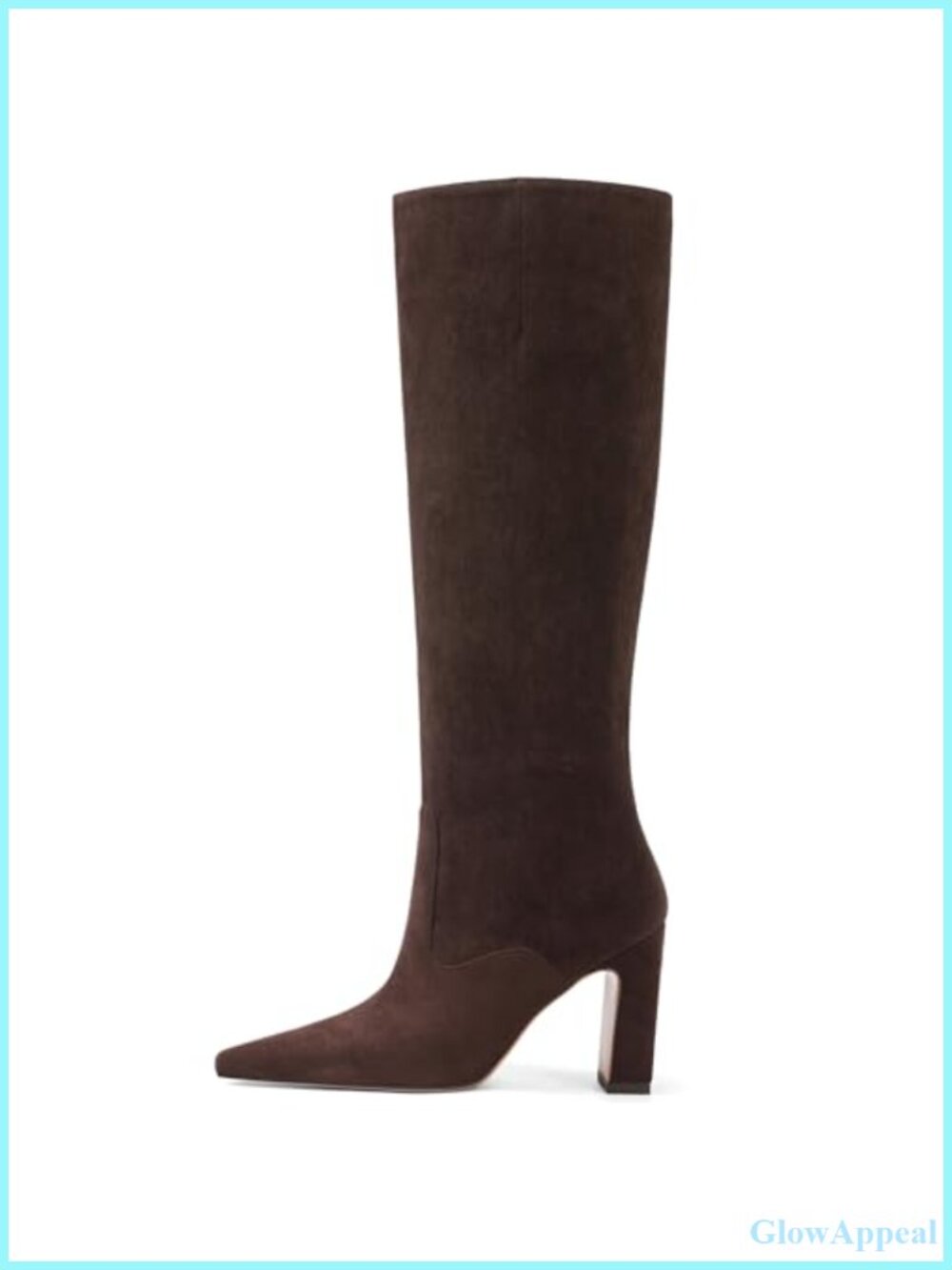 Women's Knee High Boots Square Toe Chunky Block Heel Faux Leather